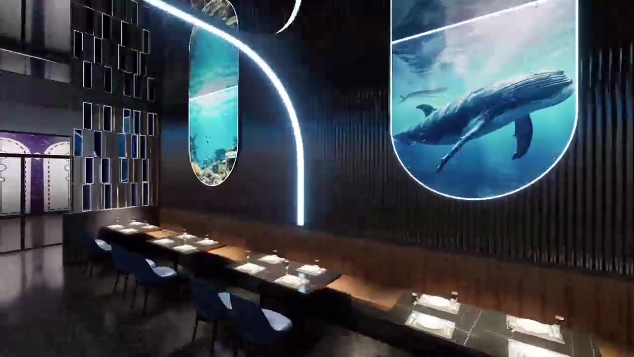 Banquettes et hublots aux baleines