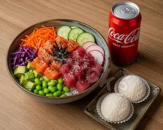 Formule poké, boisson et dessert