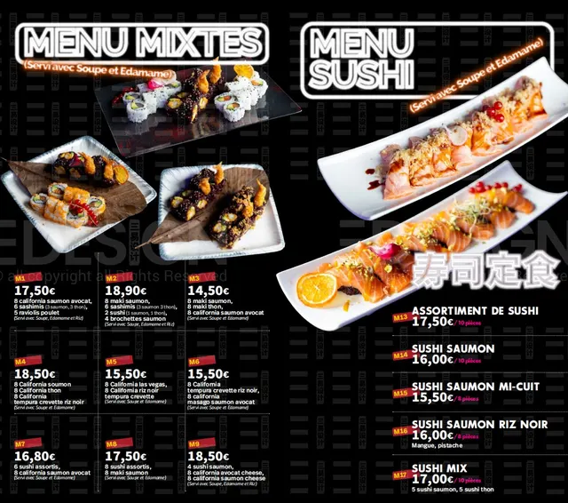 La carte KANPAI — Menus mixtes & menus sushi