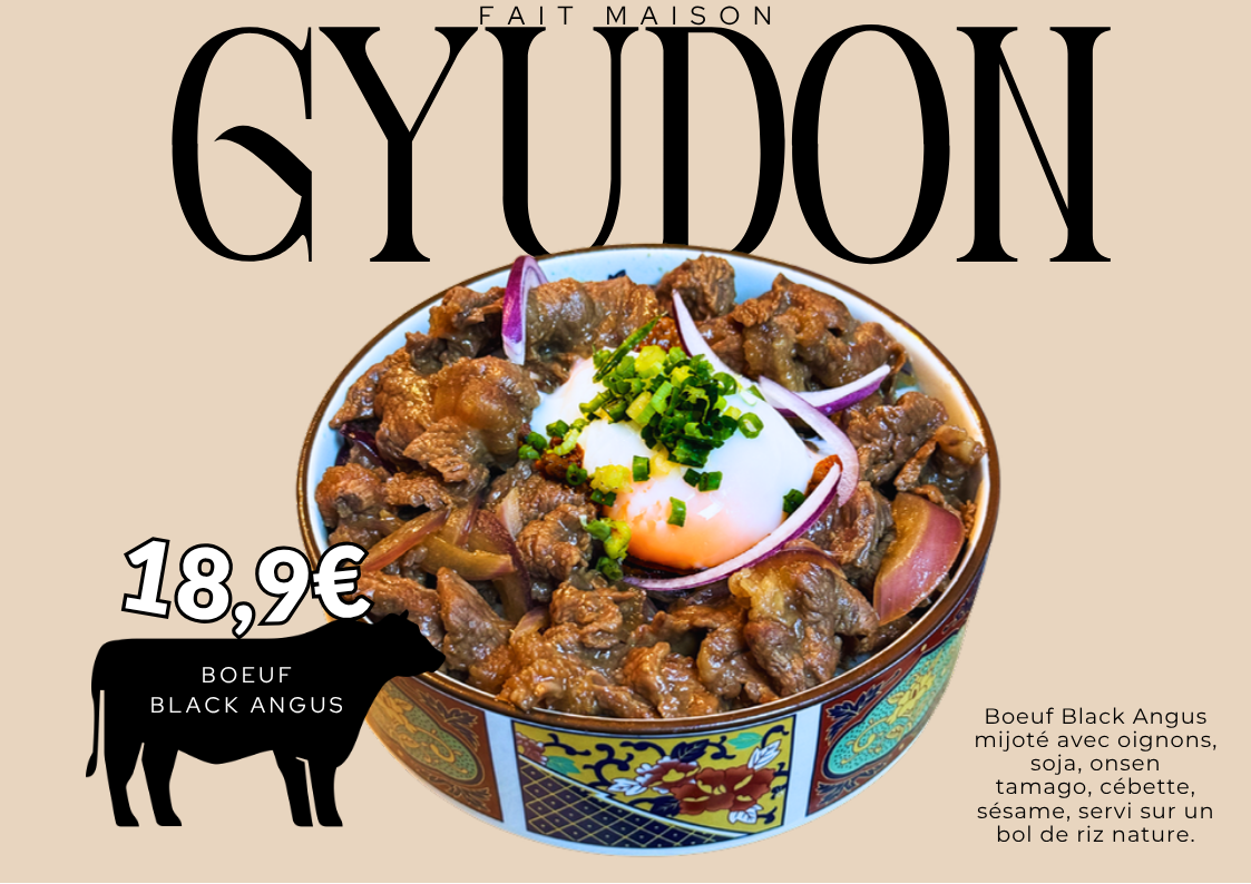 Gyudon au bœuf Black Angus — donburi signature de YUJI Paris 13e