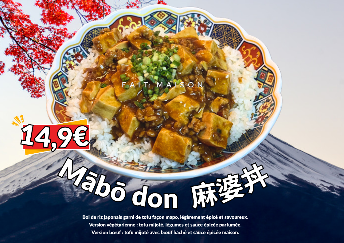 Mabo don — bol de riz japonais au tofu façon mapo, YUJI Paris